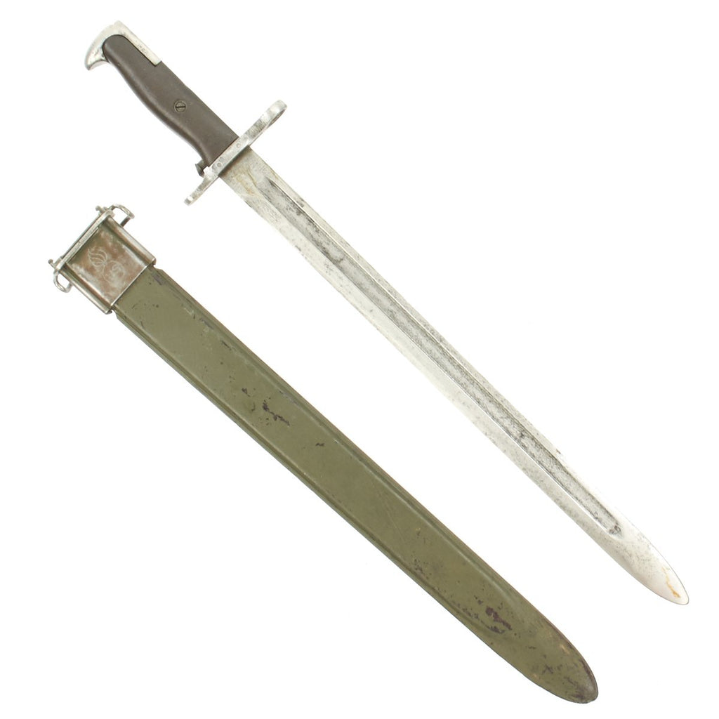 Original U.S. WWII M1942 Garand 16 inch Bayonet by Union Fork & Hoe with M3 Scabbard - dated 1942 Original Items