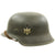 Original German WWII M42 Single Decal Army Heer Helmet with Chinstrap - ET68 Original Items