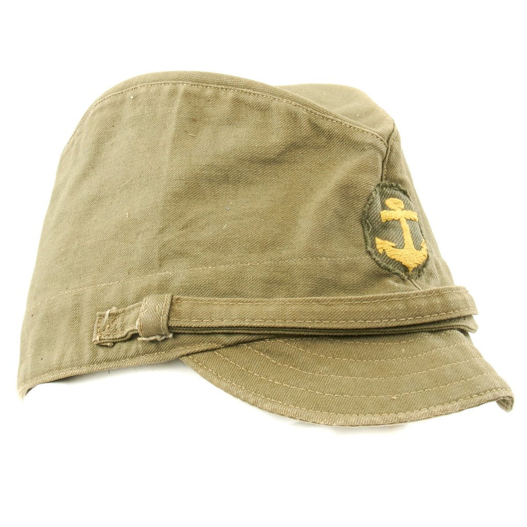 Original WWII Japanese Naval Landing Forces Officer Cotton Forage Cap - SNLF Original Items