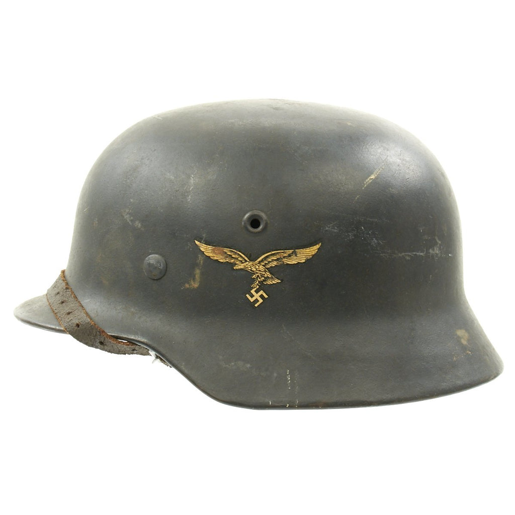 Original German WWII M40 Single Decal Luftwaffe Helmet with Size 61cm Liner Captured in Italy - ET68 Original Items
