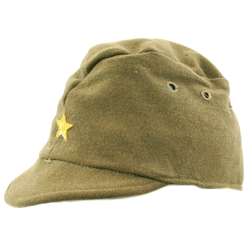 Original WWII Japanese Officer Wool Forage Cap with Ink Stamps Original Items