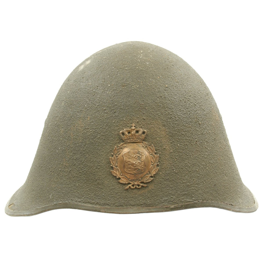 Original Danish WWI Model 1923 Steel Army Helmet with Helmet Badge Original Items