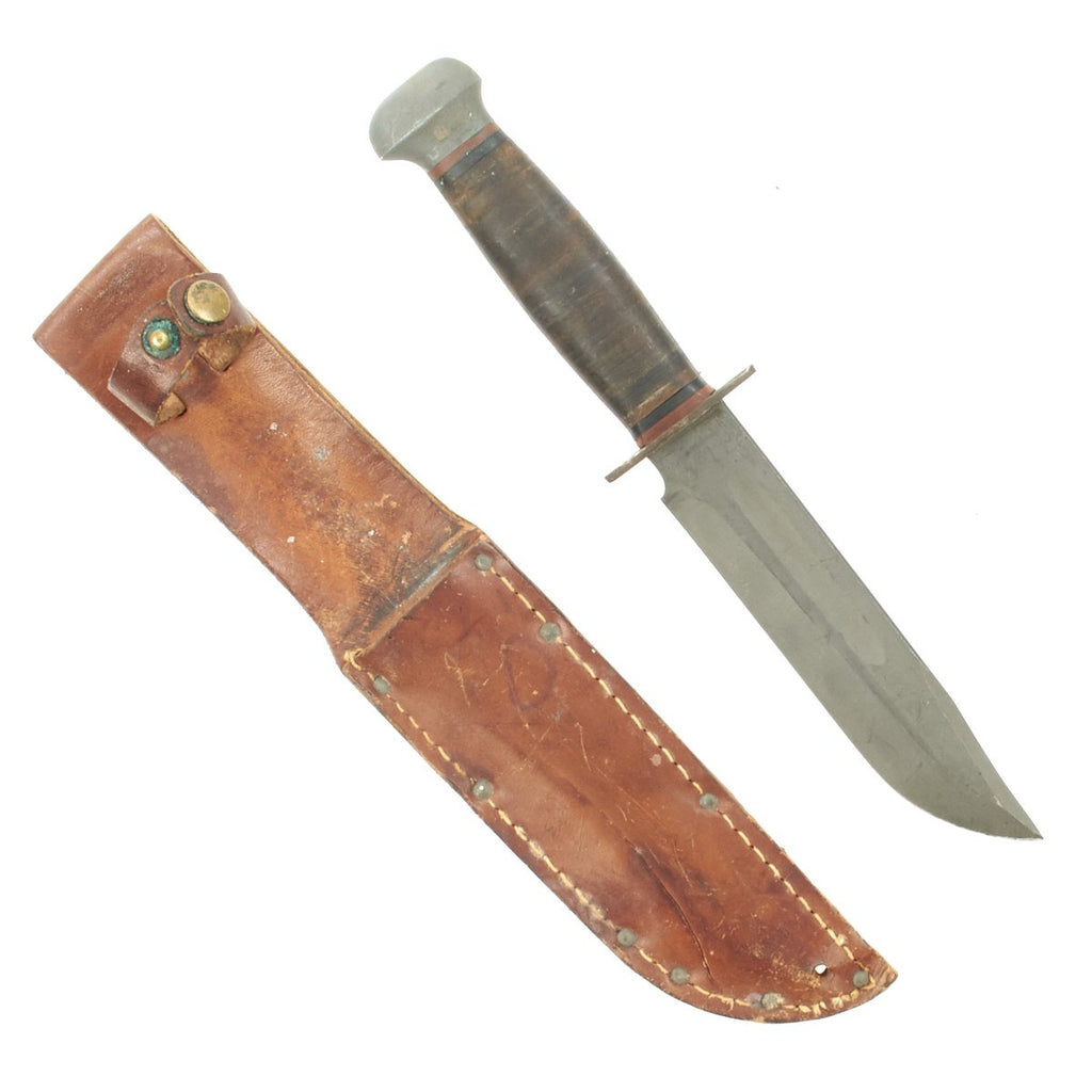 Original U.S. WWII RH PAL 36 MkII-Style Fighting Knife in Excellent Condition with Leather Scabbard Original Items