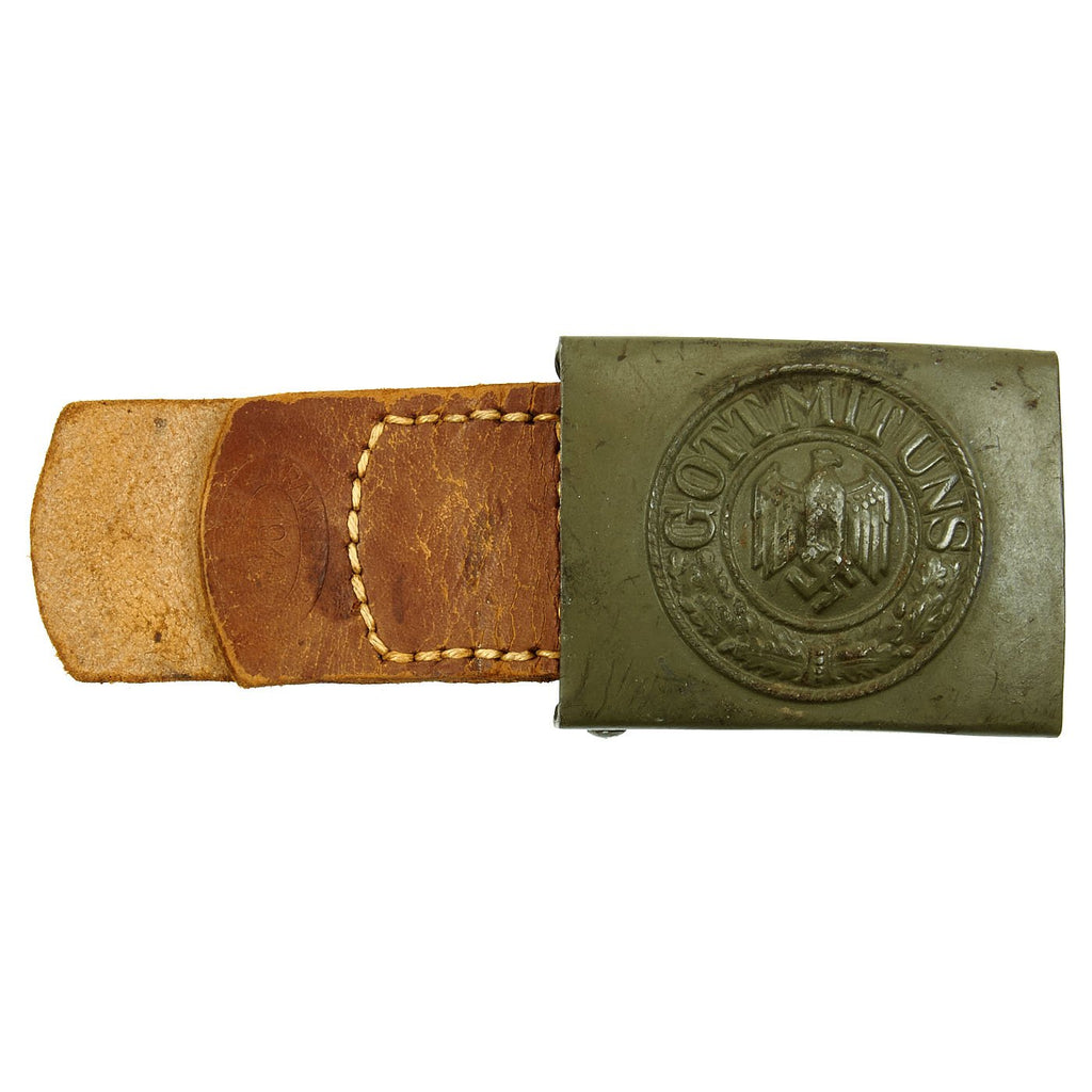 Original German WWII Army Heer EM/NCO Steel Belt Buckle by Dransfeld & Co. - dated 1940 Original Items