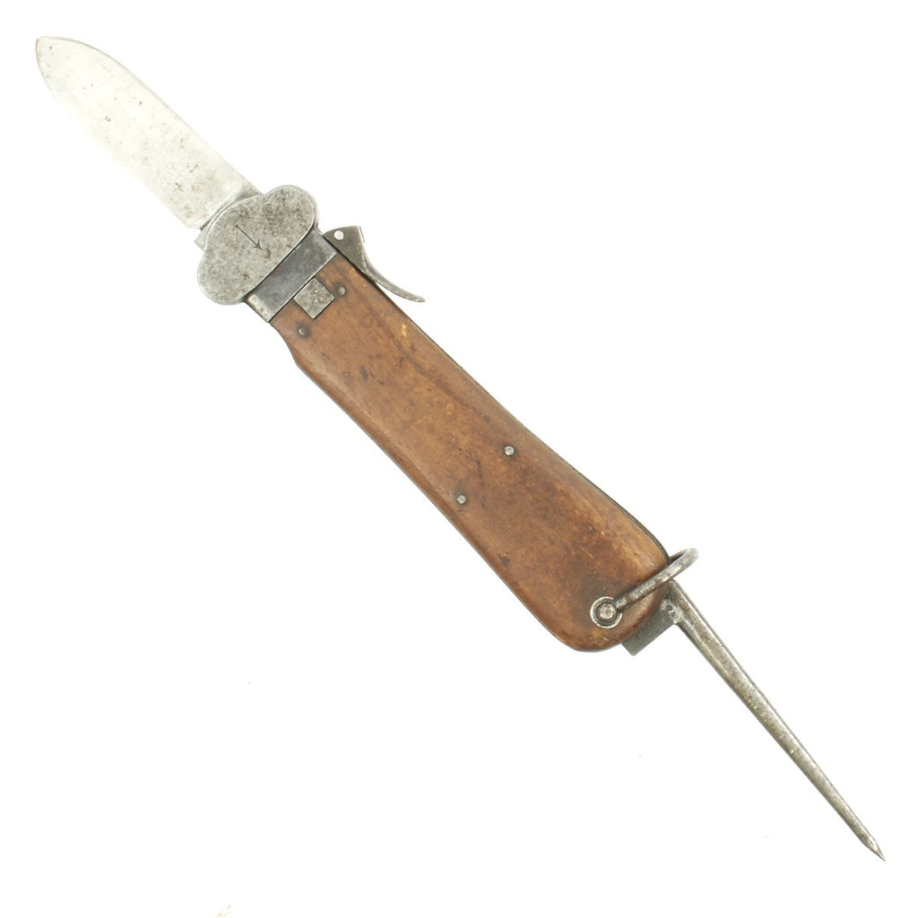 Original German WWII Late War Luftwaffe Take Down Fallschirmjäger Gravity Knife with Cut-down Blade - Solingen Made Original Items