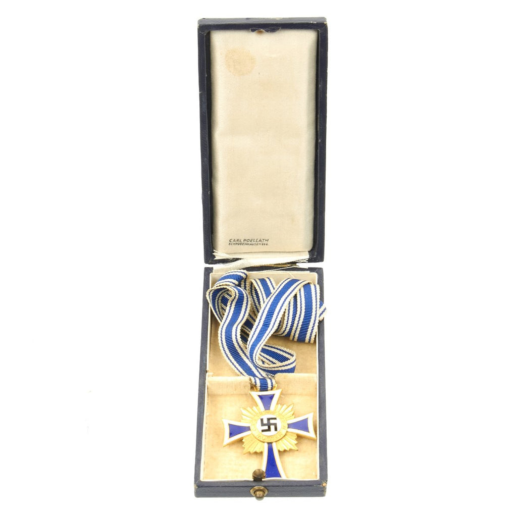 Original German WWII 1st Class Gold Mother’s Cross in Case by Carl Poellath Original Items