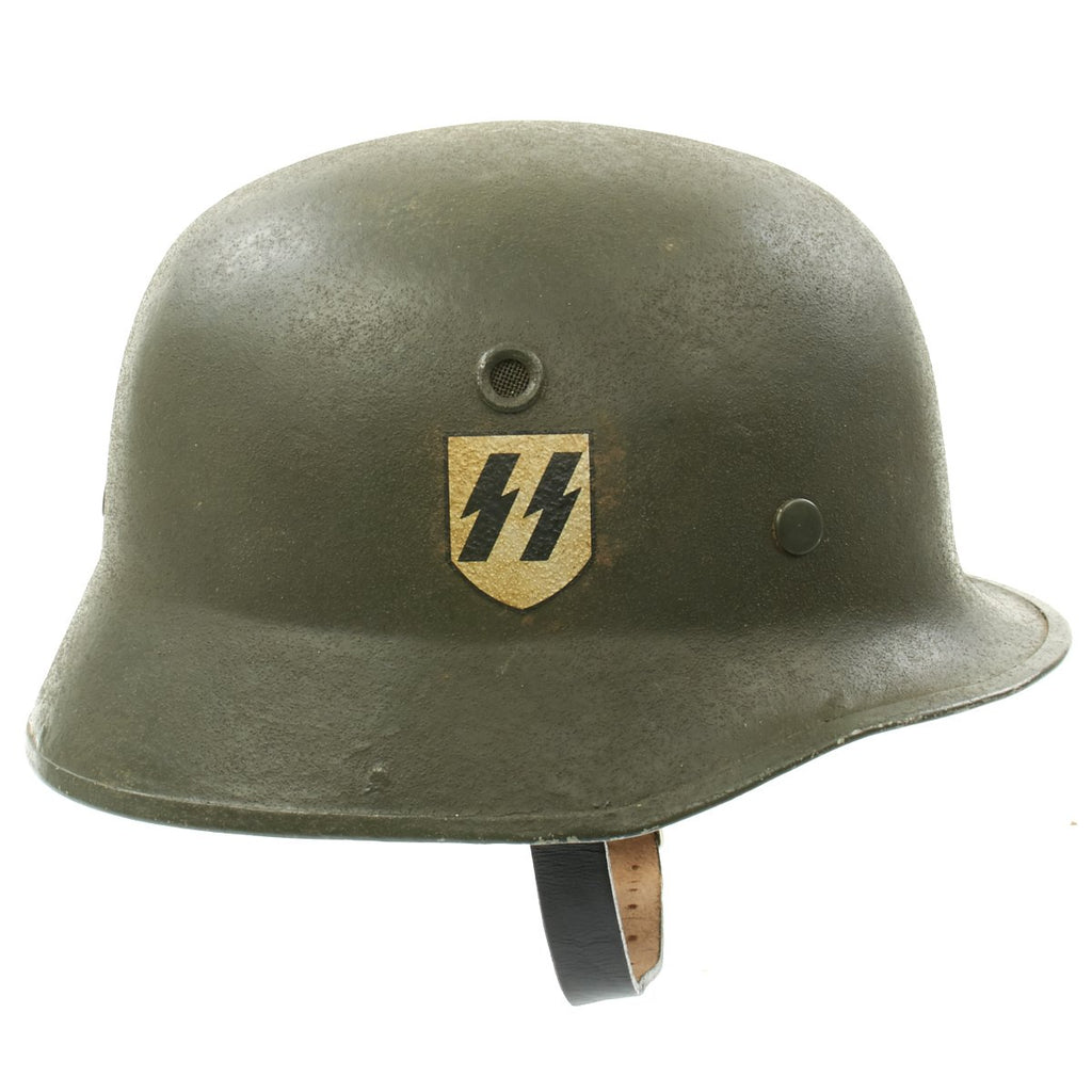 Original German WWII Erel Vulkanfiber Helmet with Post War SS Decal Original Items