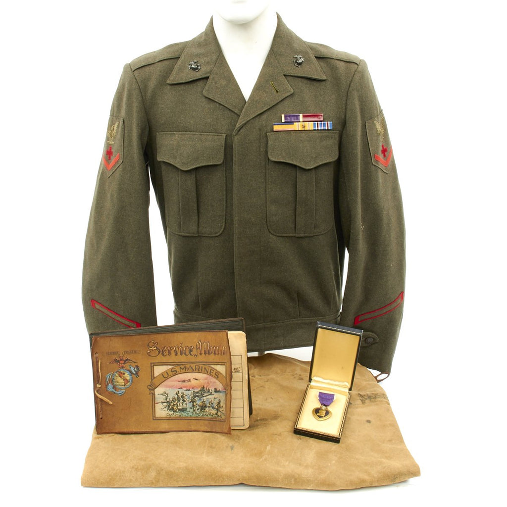 Original U.S. WWII USMC Corpsman Medic Grouping with Photo Album Original Items