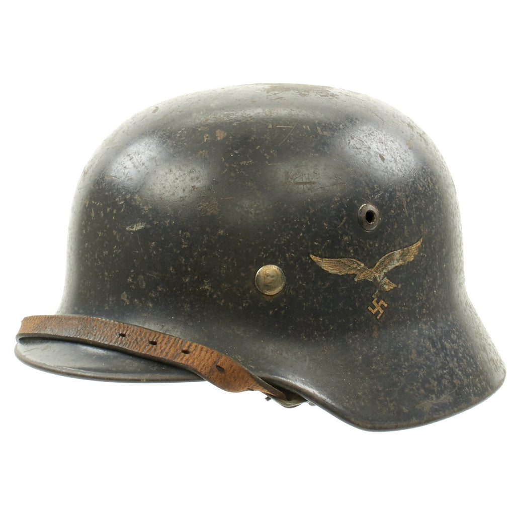 Original German WWII Luftwaffe M35 Double Decal Helmet - marked Q64 Original Items