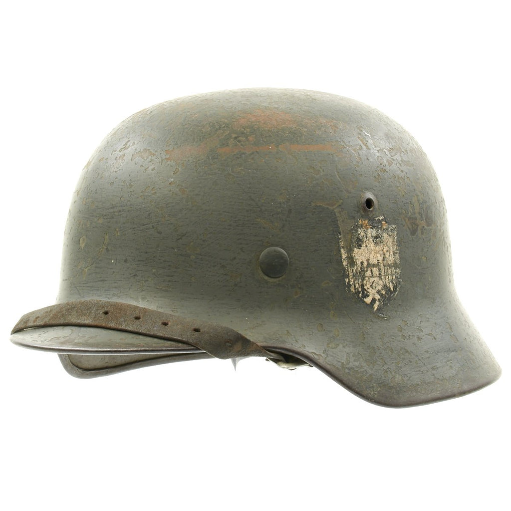 Original German WWII Army Heer M35 Double Decal Named Steel Helmet - ET64 Original Items