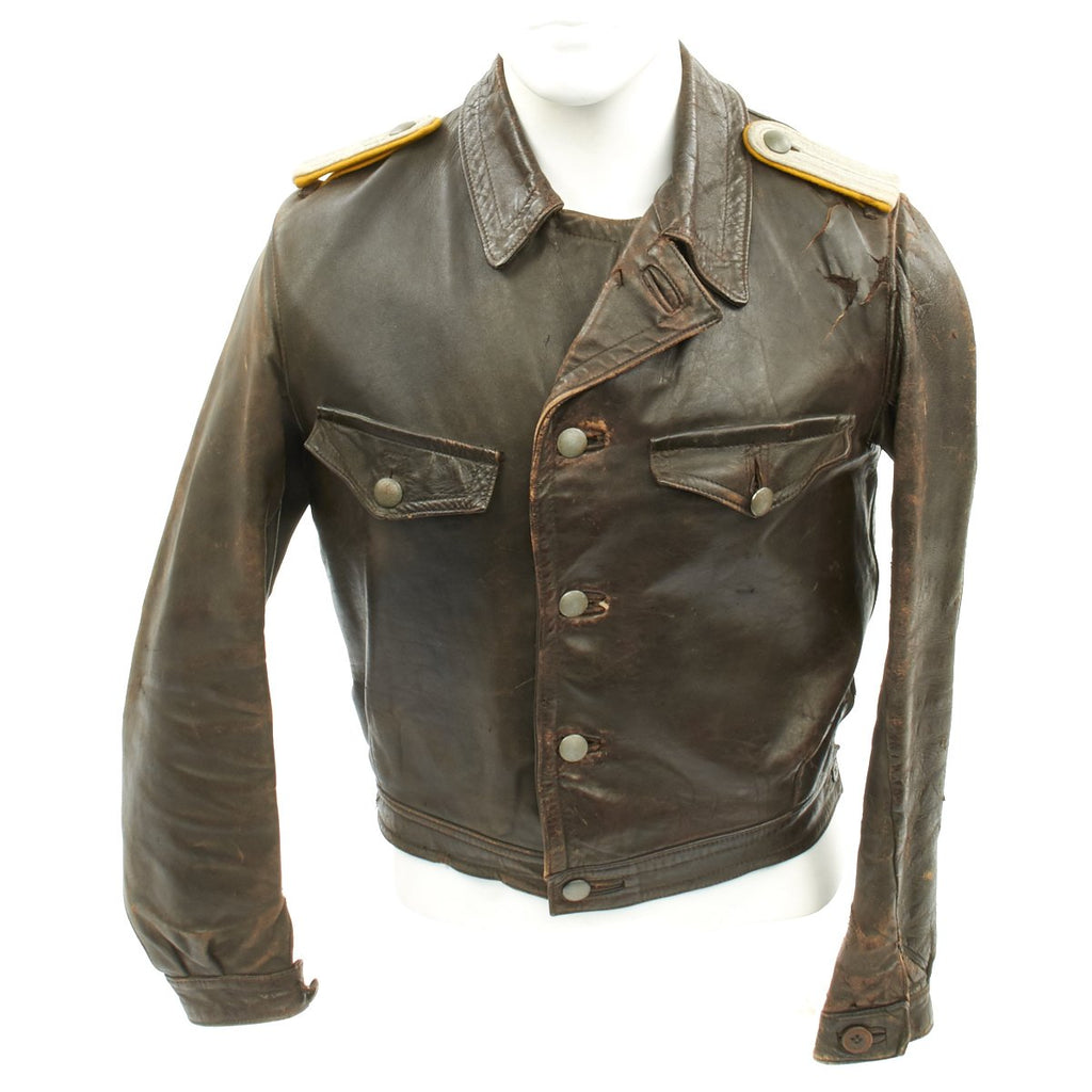 Original German WWII Luftwaffe Fighter Pilot Lieutenant Leather Flight Jacket Original Items