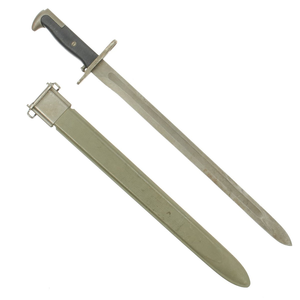Original U.S. WWII M1942 Garand Rifle 16 inch Bayonet by PAL with M3 Scabbard - dated 1942 Original Items