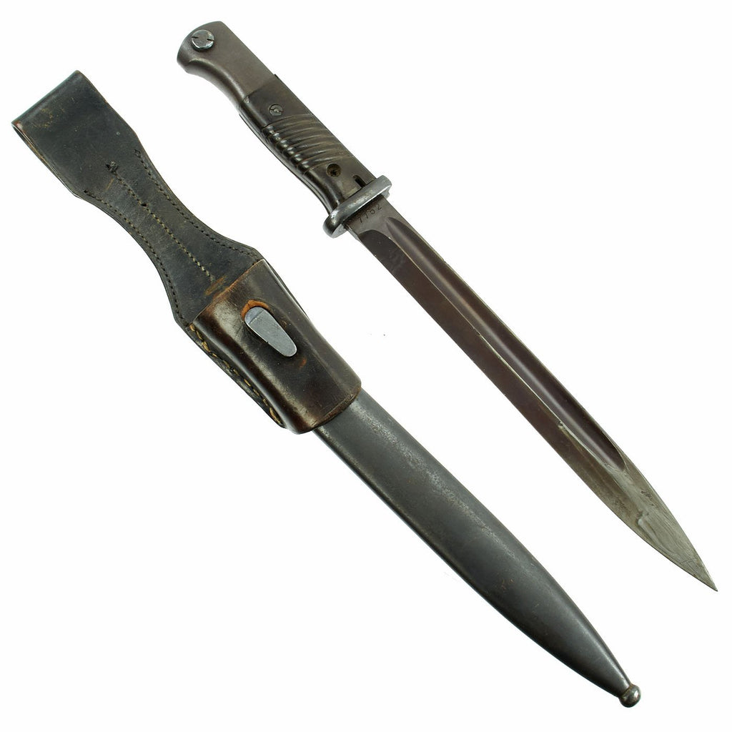 Original German WWII 98k 1940 dated Bayonet by W.K.C. with Scabbard and Frog  - Matching Serial 7752 Original Items