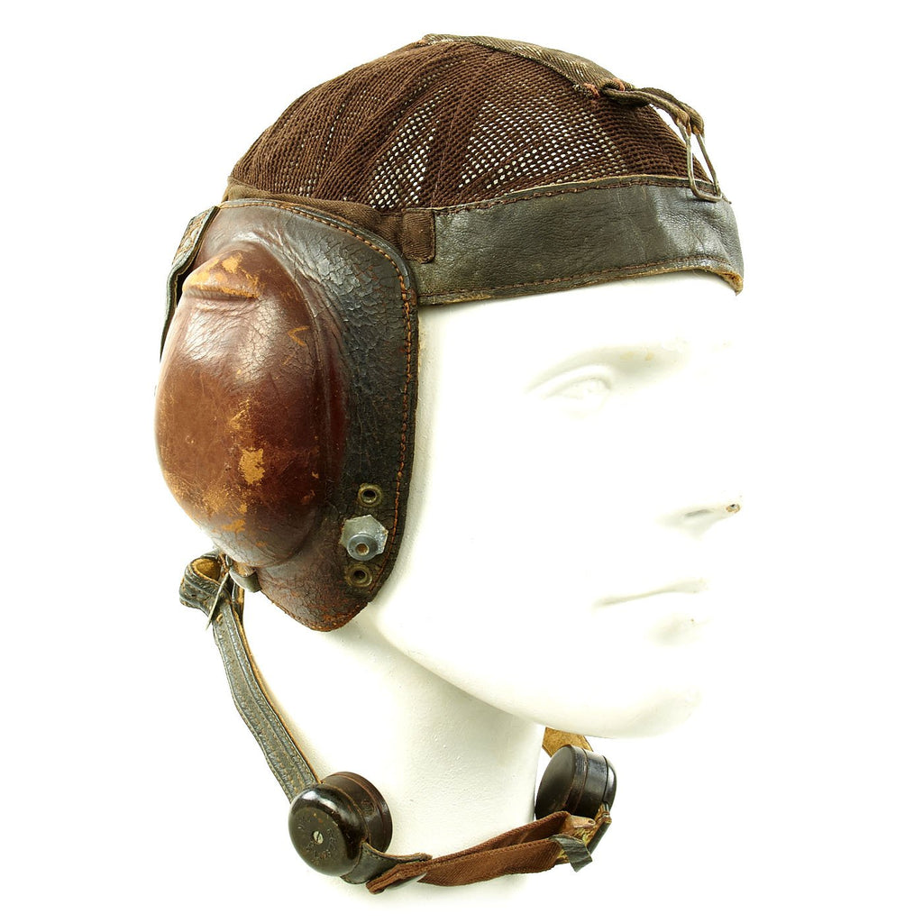Original German WWII Luftwaffe LKpN101 Netzkopfhaube Summer Flying Helmet by Deutsche Telphonwerke Original Items