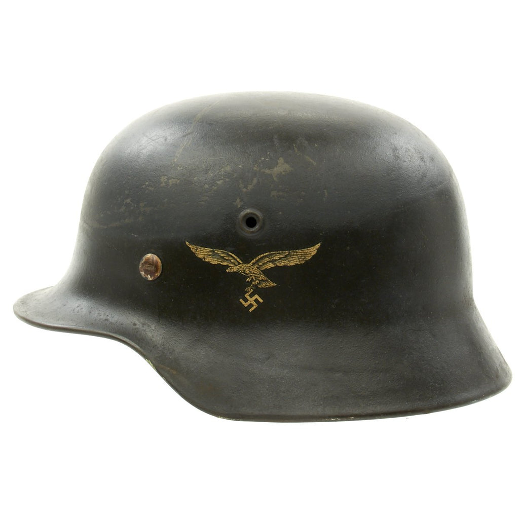 Original German WWII M40 Single Decal Luftwaffe Helmet with Size 56 Liner - ET64 Original Items