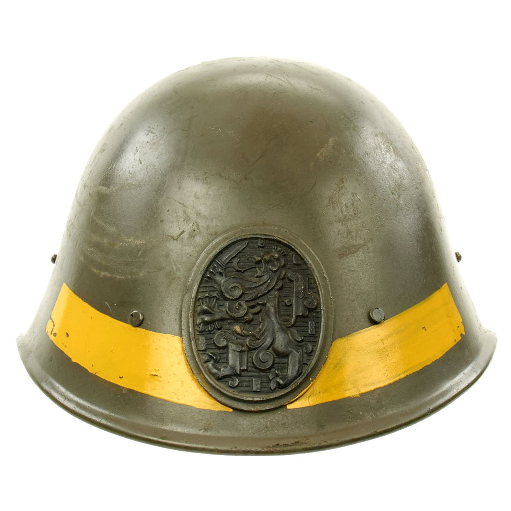 Original Dutch WWII Model 1934 Army Anti-Aicraft Helmet with Helmet Plate - Very Good Condition New Made Items
