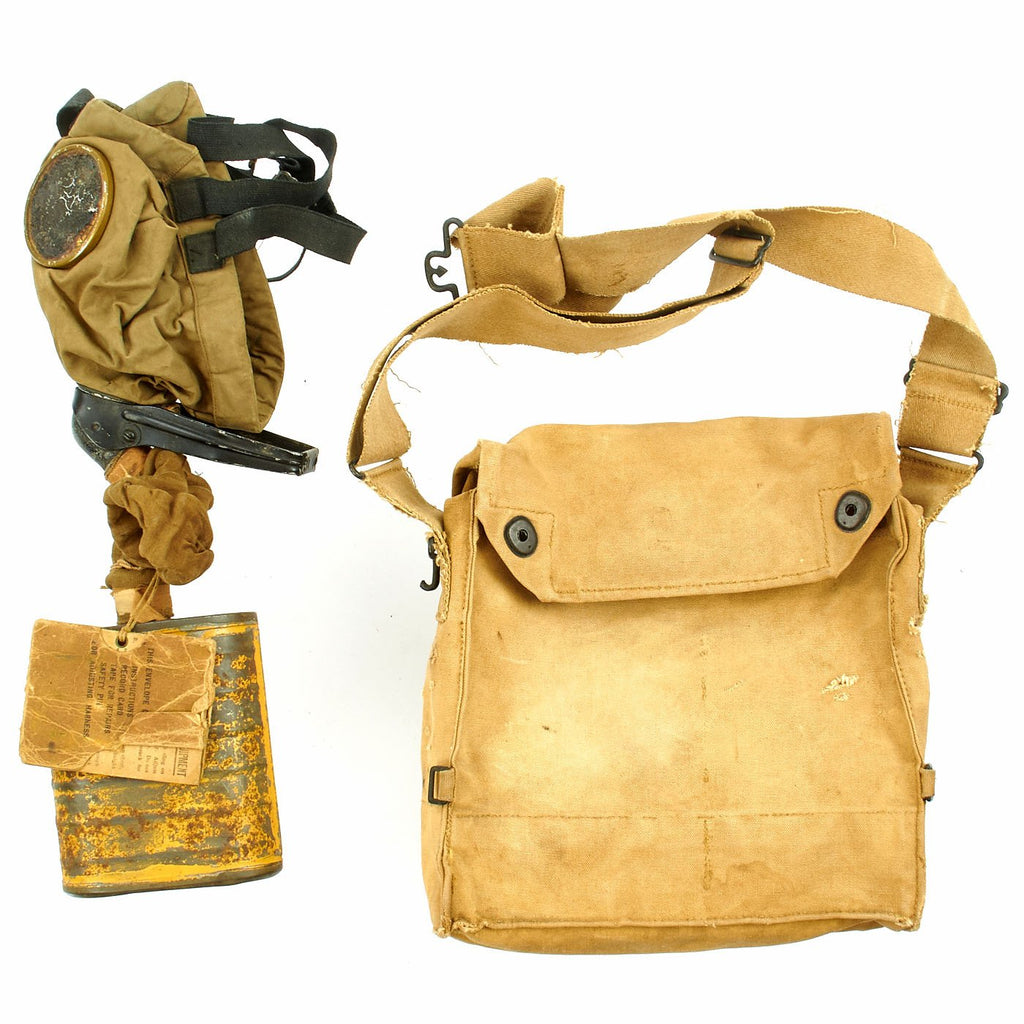 Original U.S. WWI M1917 SBR Gas Mask with Carry Satchel Original Items