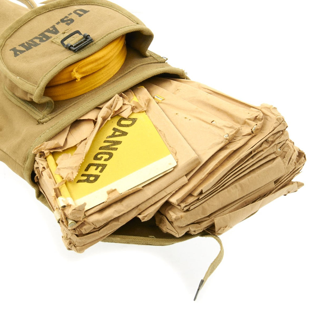 Original U.S. WWII DANGER Mine Field Marker Kit Flag Set with Carry Case NOS International