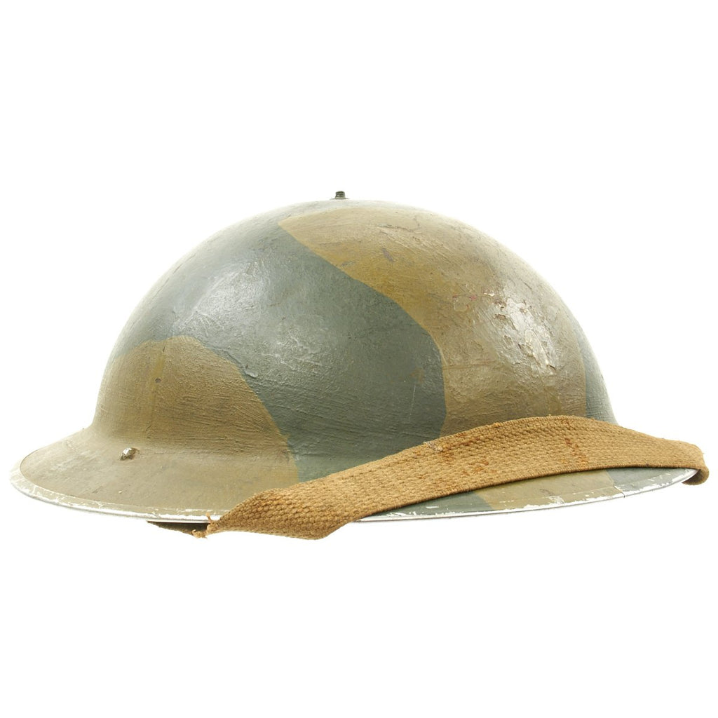 Original British WWII Brodie Mk1 Camouflage Helmet - Dated 1938 Original Items