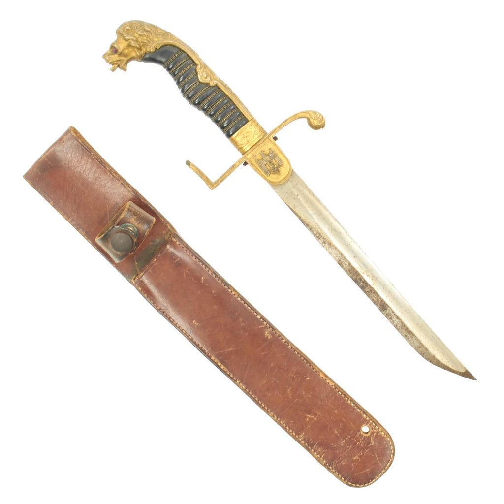 Original German WWII Officer Lion Head Sword Cut Down Fighting Knife by Weyersberg Kirschbaum & Cie of Solingen Original Items