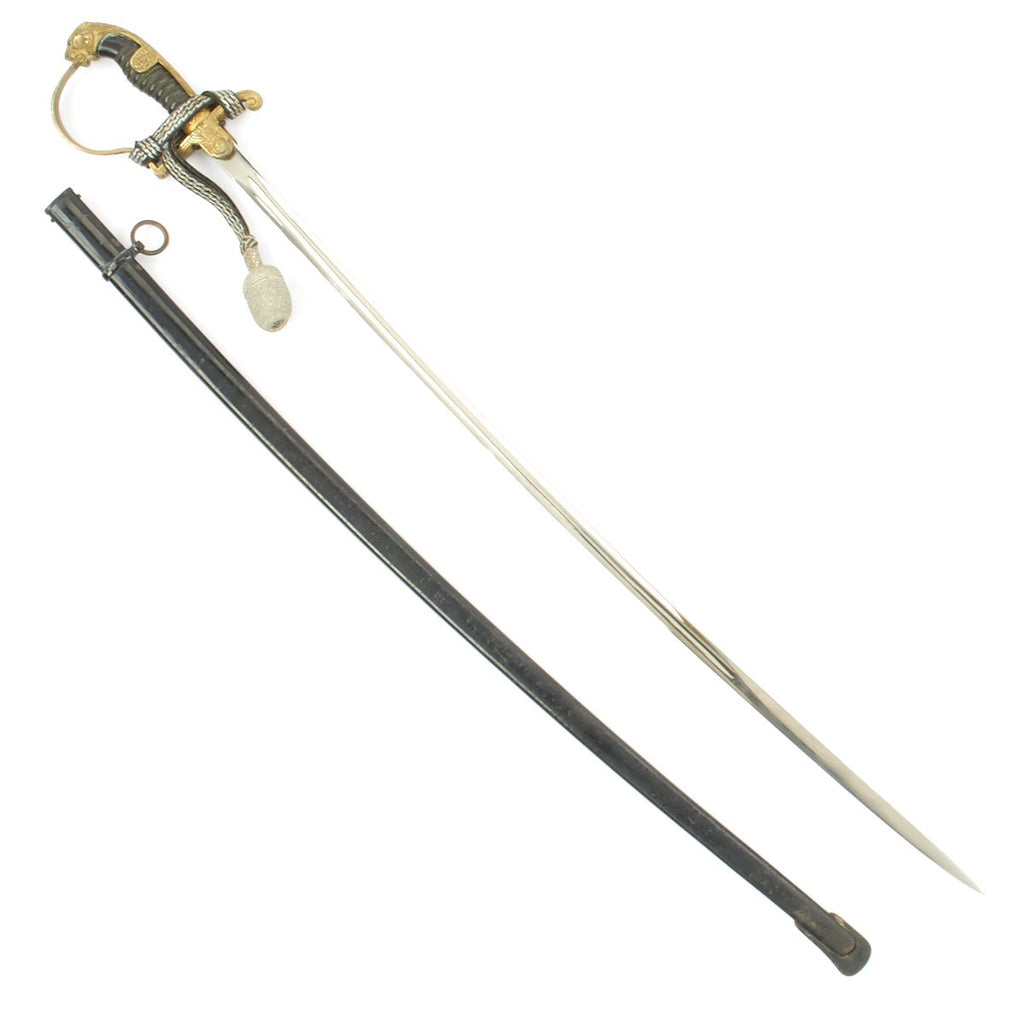 Original German WWII Army Officer Leopard Head Sword Model 1695 with Portepee by Carl Eickhorn Original Items