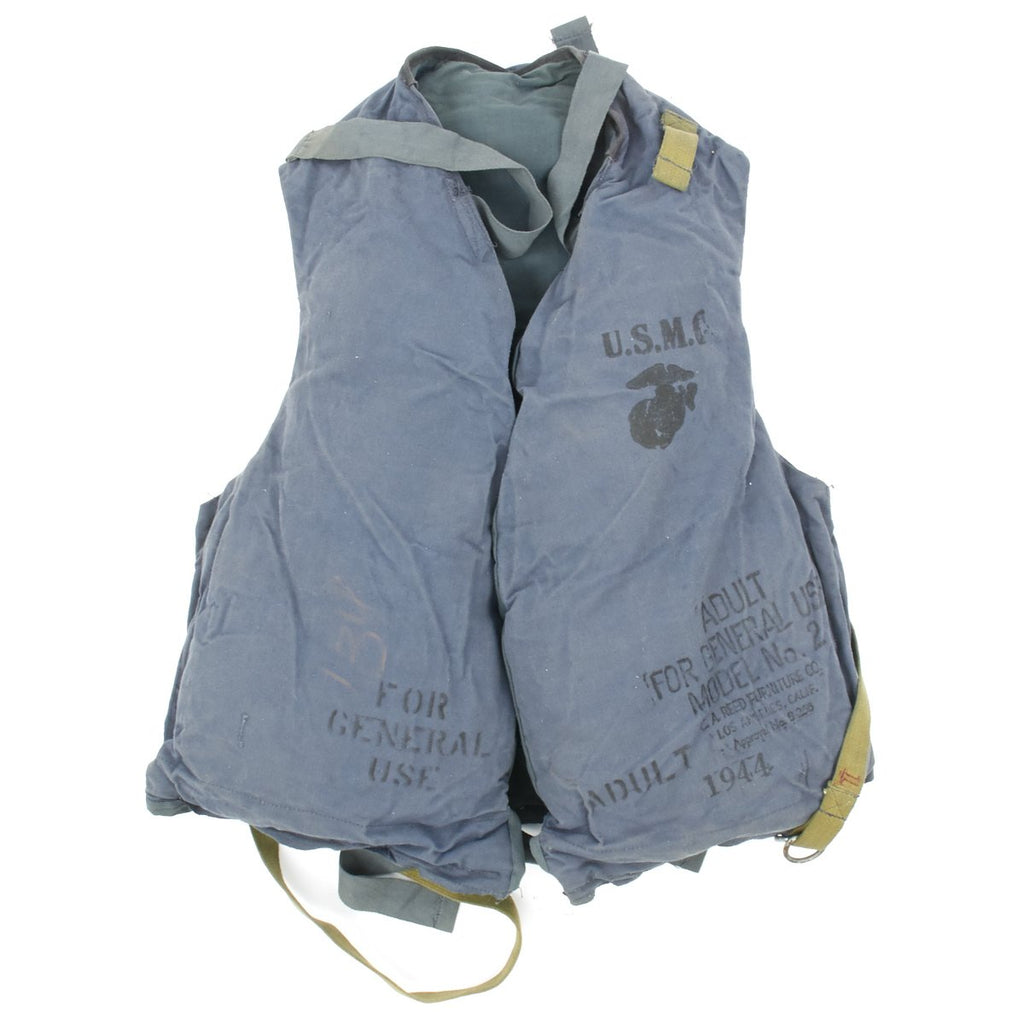 Original U.S. WWII USMC Model No.2 Kapok-Style Life Preserver Vest by C. A. Reed - dated 1944 Original Items