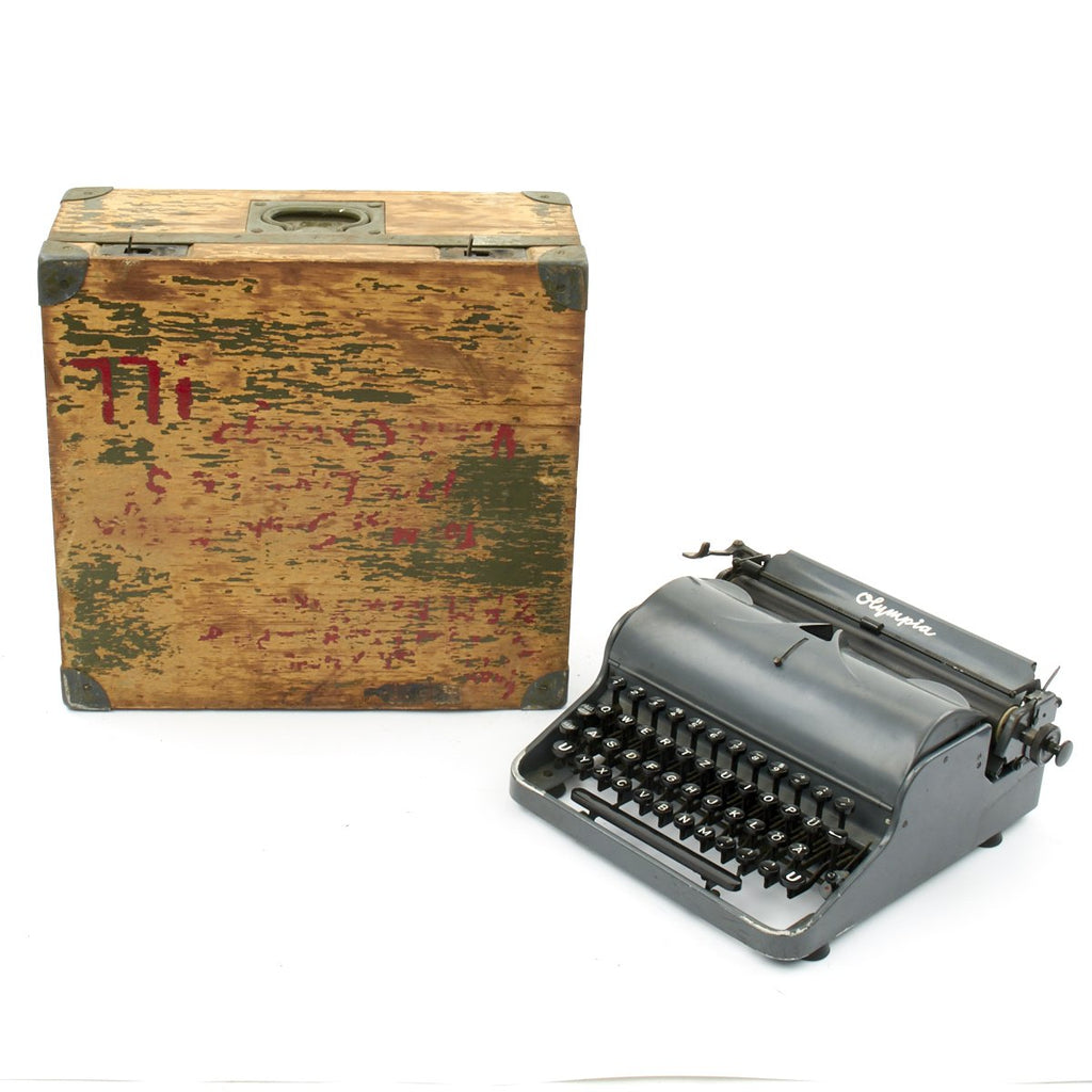 Original German WWII Rare SS Typewriter in Transit Chest by Olympia Büromaschinenwerke AG. - ROBUST Model Original Items