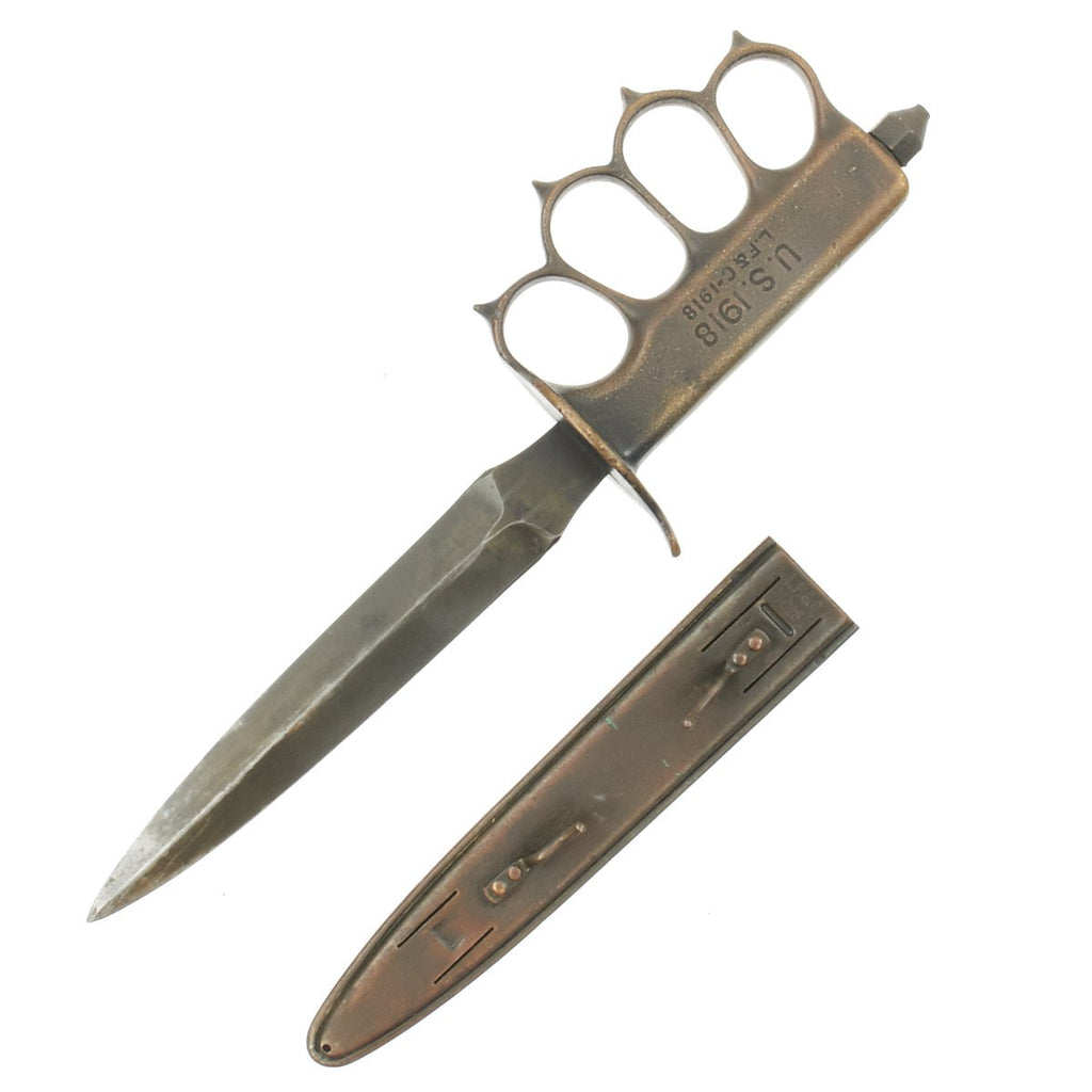 Original U.S. WWI Model 1918 Mark I Trench Knife by L.F. & C. with Steel Scabbard in Excellent Condition Original Items