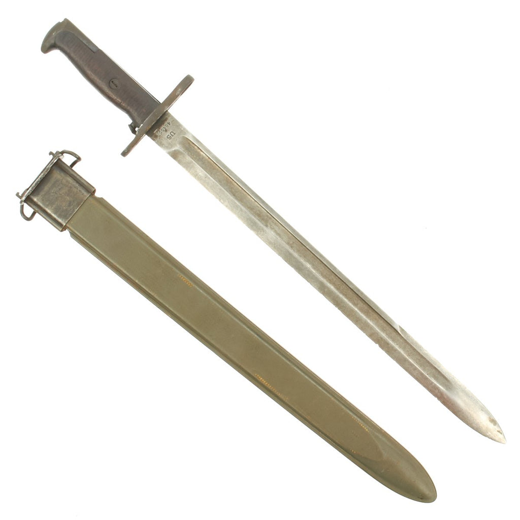 Original U.S. WWI M1905 Springfield 16 inch Rifle Bayonet marked S.A. with M3 Scabbard - dated 1911 Original Items