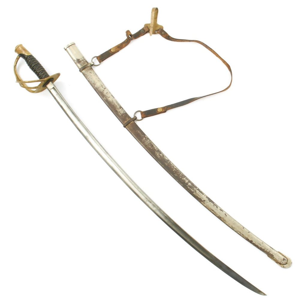 Original U.S. Civil War Model 1860 Light Cavalry Sword by Ames with Scabbard and Leather Hanger - Dated 1865 Original Items