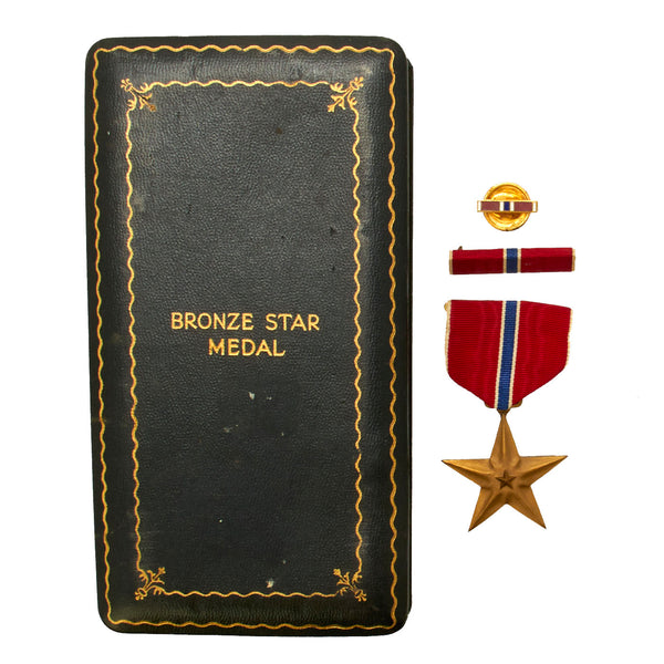 Original U.S. WWII Bronze Star, Ribbon and Lapel Pin with Presentation ...