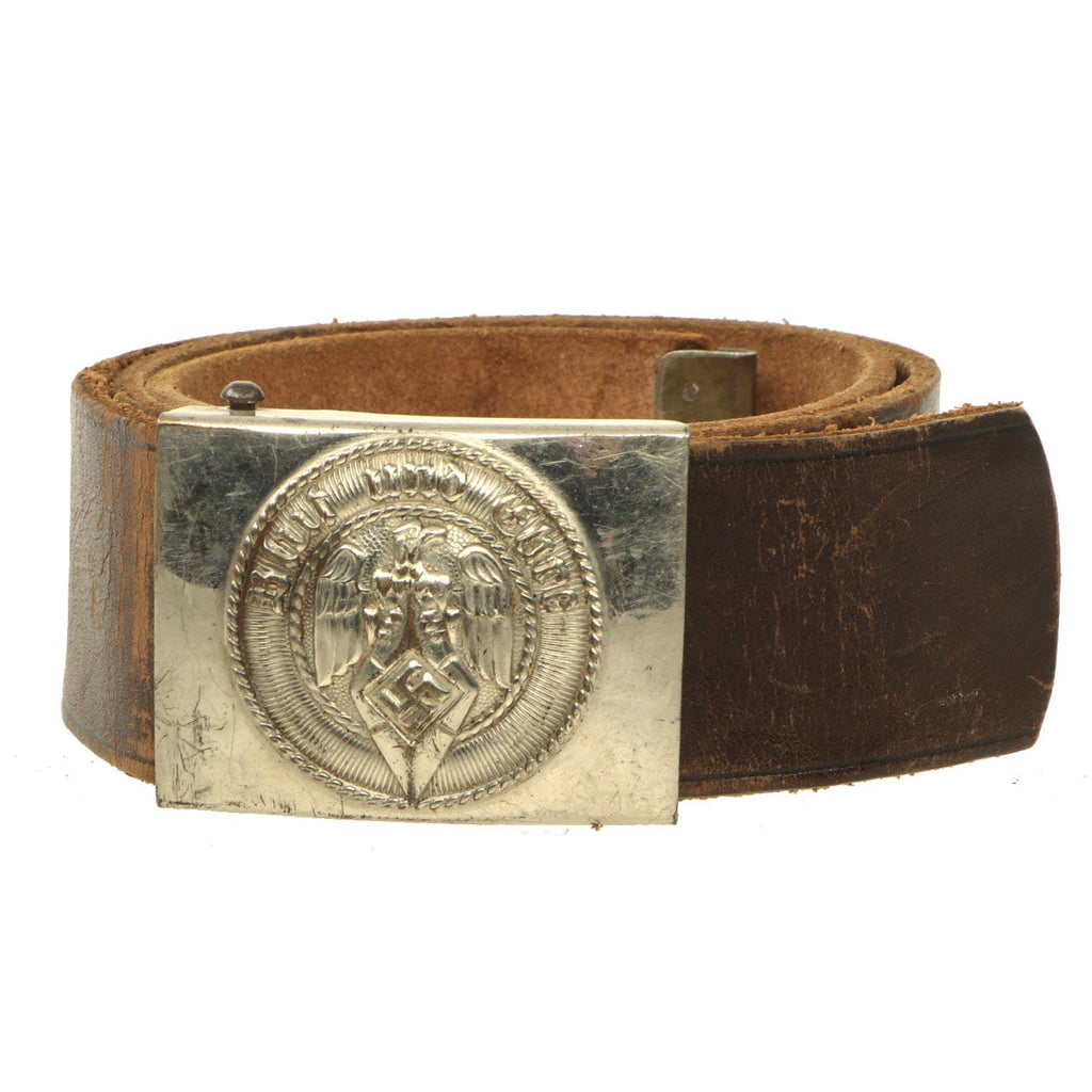Original German WWII HJ Knife Belt with Plated Steel Buckle marked KH 45 Original Items