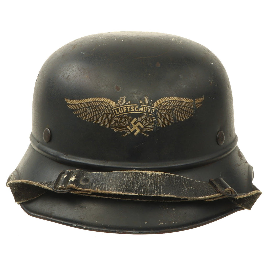 Original German WWII M38 Luftschutz Beaded Gladiator Air Defense Helmet - dated 1938 Original Items