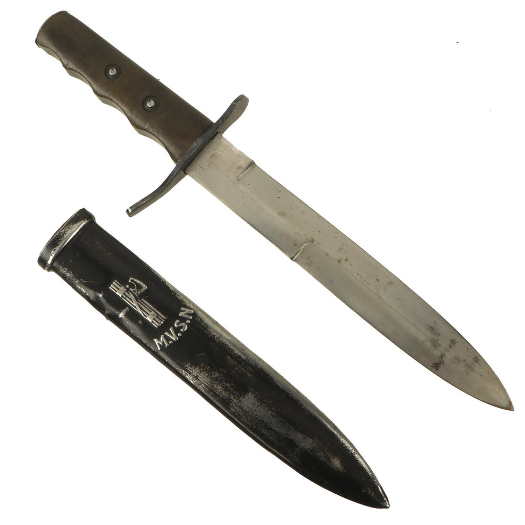 Original Italian WWII M.V.S.N. Fascist Militia Blackshirts Fighting Knife with Scabbard Original Items