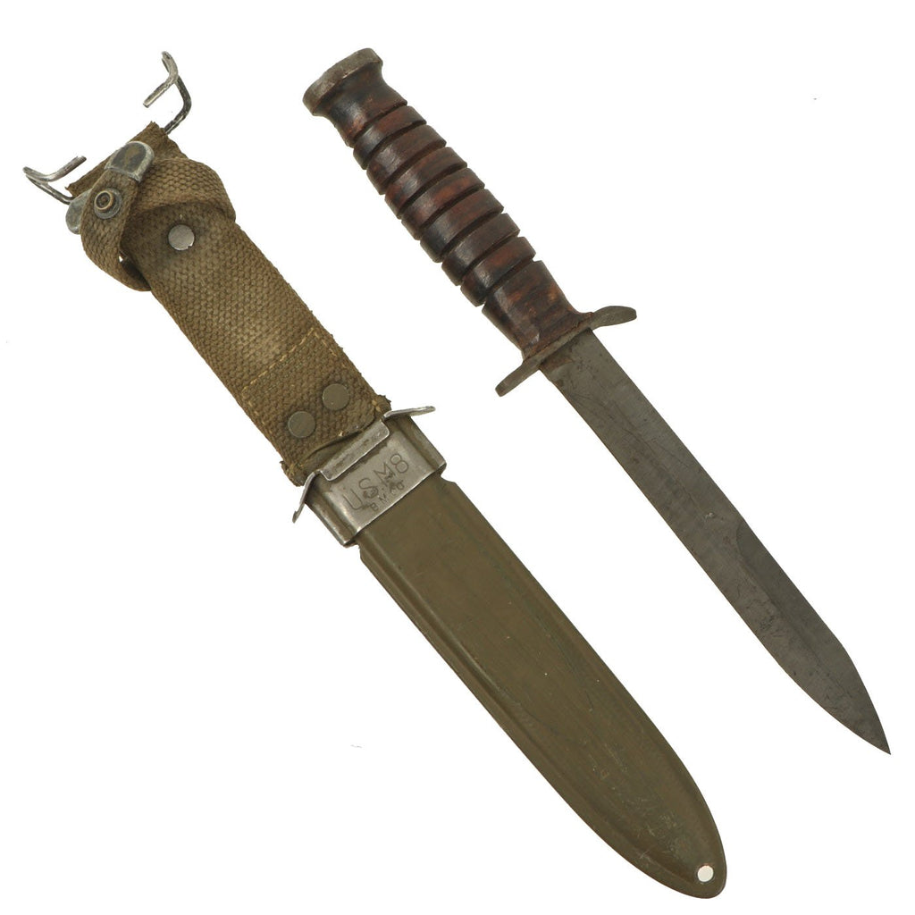 Original U.S. WWII M3 Fighting Knife by UTICA Cutlery with M8 Scabbard Original Items
