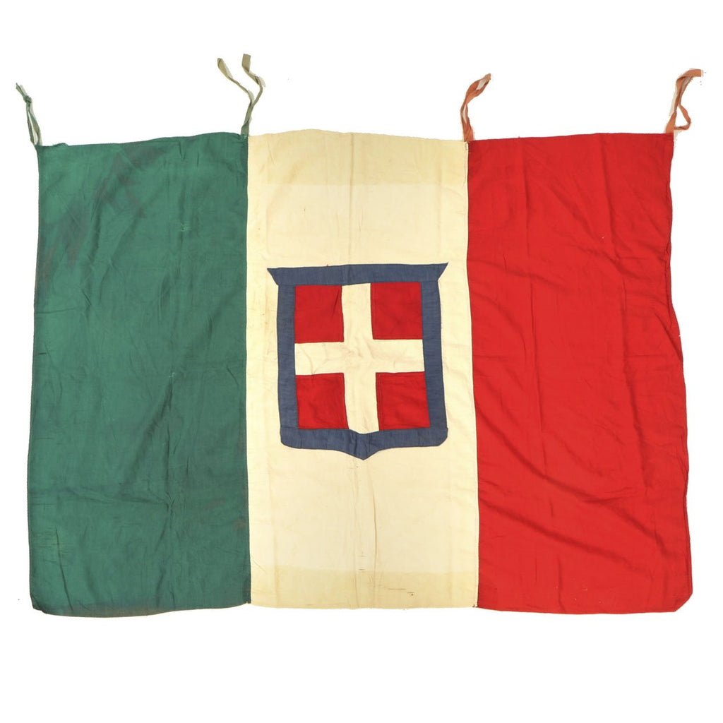 Original Italian WWII Wool Multi-piece National Flag Banner with Hang Ties - 38" X 54" Original Items