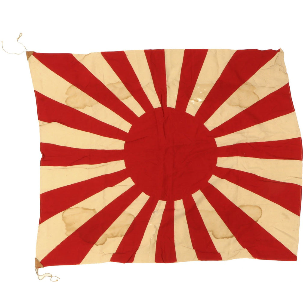 Original Japanese WWII Service Worn Cloth Rising Sun Army War Flag - 29" x 32" Original Items
