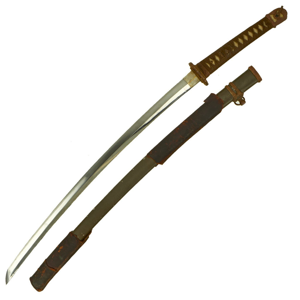 Original WWII Japanese Type 98 Shin-Gunto Katana Sword with Handmade Blade & Rare Aluminum Scabbard Original Items