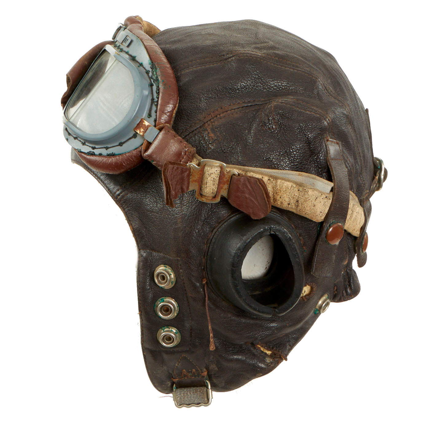 Original British WWII RAF Type C Named Leather Flying Helmet with