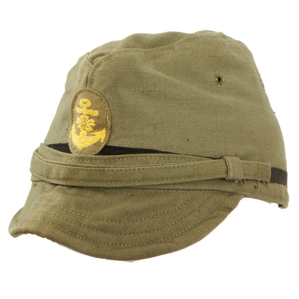 Original WWII Japanese Special Naval Landing Forces Officer Cotton Forage Cap dated 1944 - SNLF Original Items