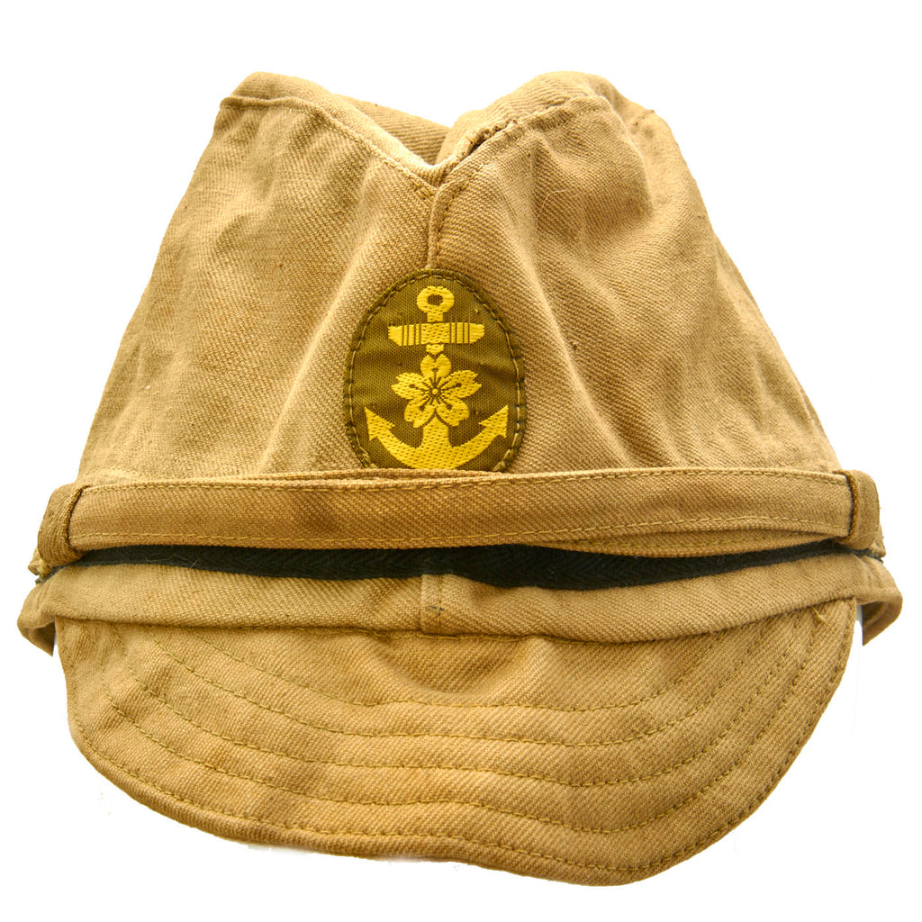 Original WWII Japanese Special Naval Landing Forces Officer Cotton Forage Cap dated 1944 - SNLF Original Items
