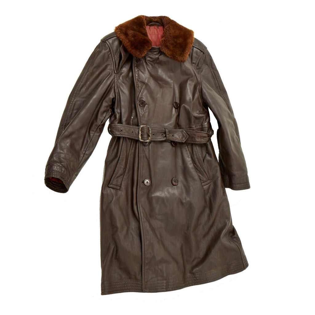 Original U.S. WWII Navy M-69F Leather Transport Pilot Aircraft Coat Original Items