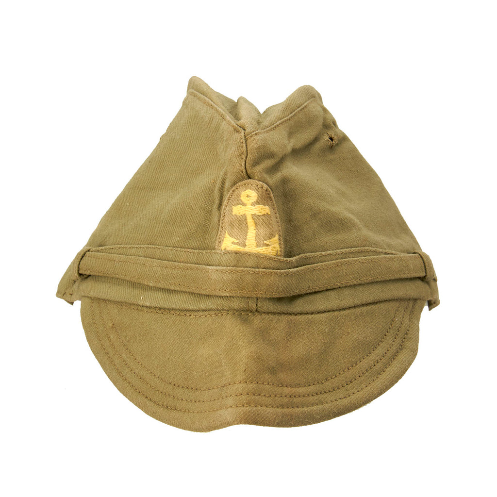 Original WWII Japanese Naval Landing Forces Officer Cotton Forage Cap - SNLF Original Items