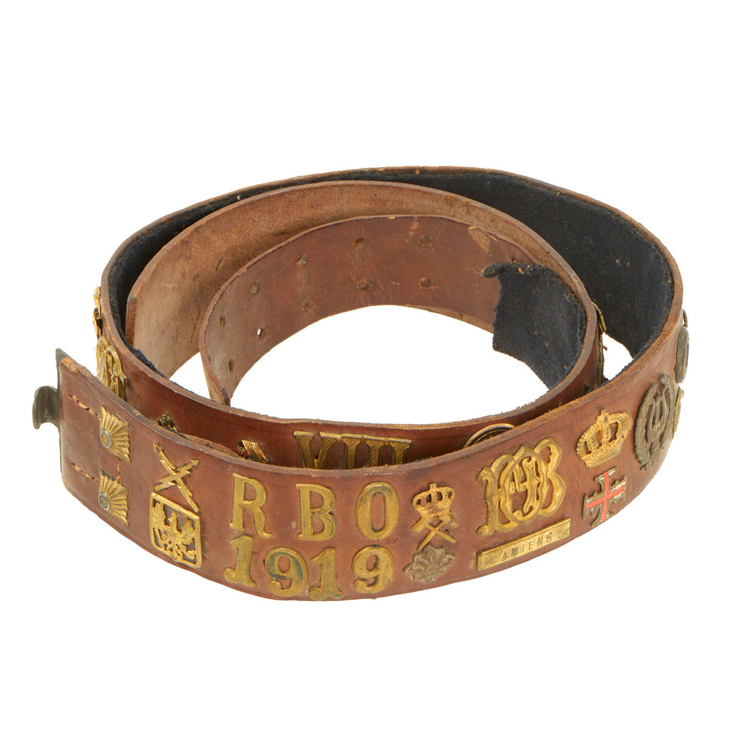 Original U.S. WWI Imperial German Hate Souvenir Belt With 53 Attached Items and U.S. Soldier Photo Original Items