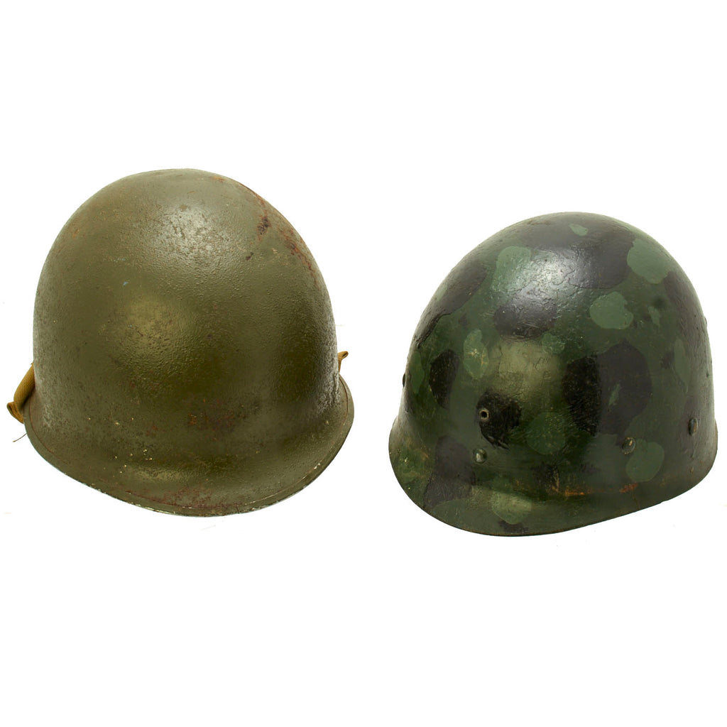 Original U.S. WWII Front Seam Fixed Bale McCord M1 Helmet With Theater Painted MSA Helmet Liner Original Items