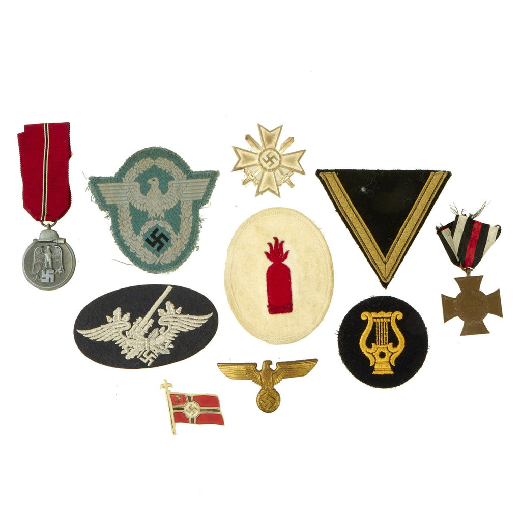 Original German WWII Medal and Insignia Grouping with KvK I, Eastern Medal & Hindenberg Cross - 10 Items Original Items
