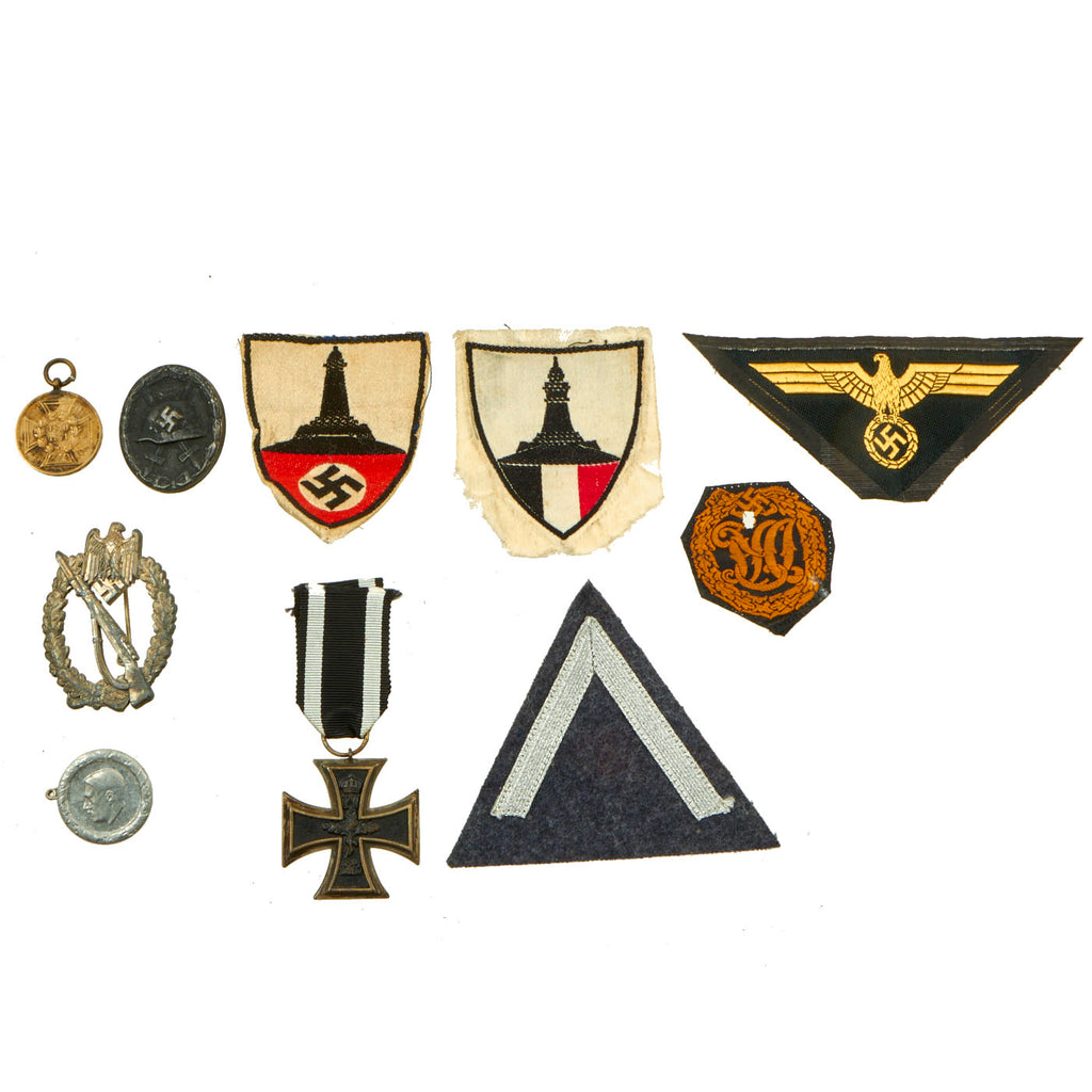 Original German WWI & WWII Medal and Insignia Lot Featuring 1914 EK2 - 10 Items Original Items