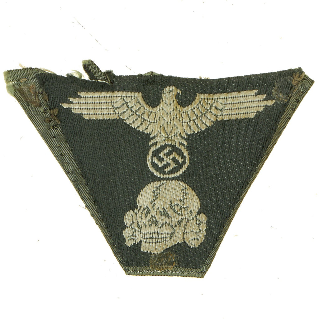 Original German WWII Allgemeine SS Green M43 Cap Trapezoid Eagle BeVo Insignia - Mützenabzeichen Original Items