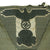 Original German WWII Allgemeine SS Green M43 Cap Trapezoid Eagle BeVo Insignia - Mützenabzeichen Original Items