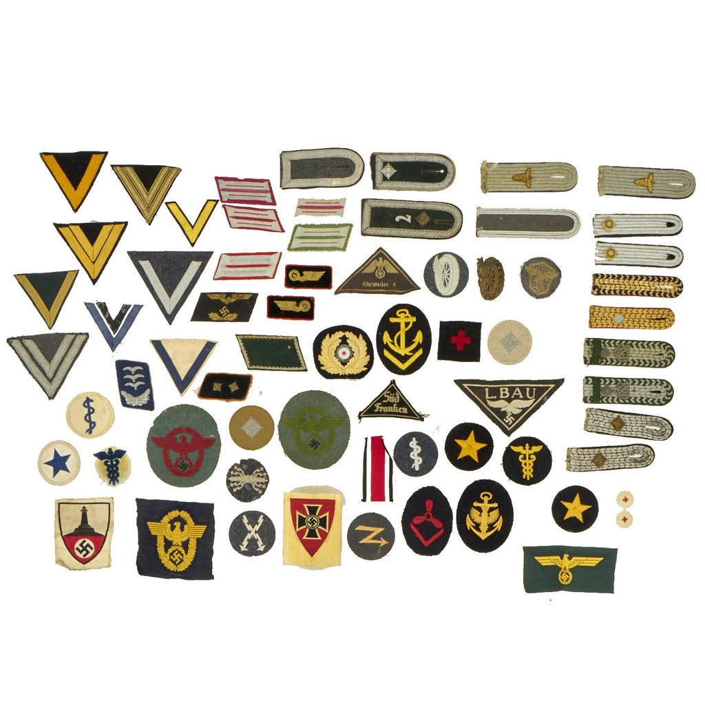 Original German WWII Large USGI Bring Back Uniform Insignia Collector's Set - About 63 Items Original Items